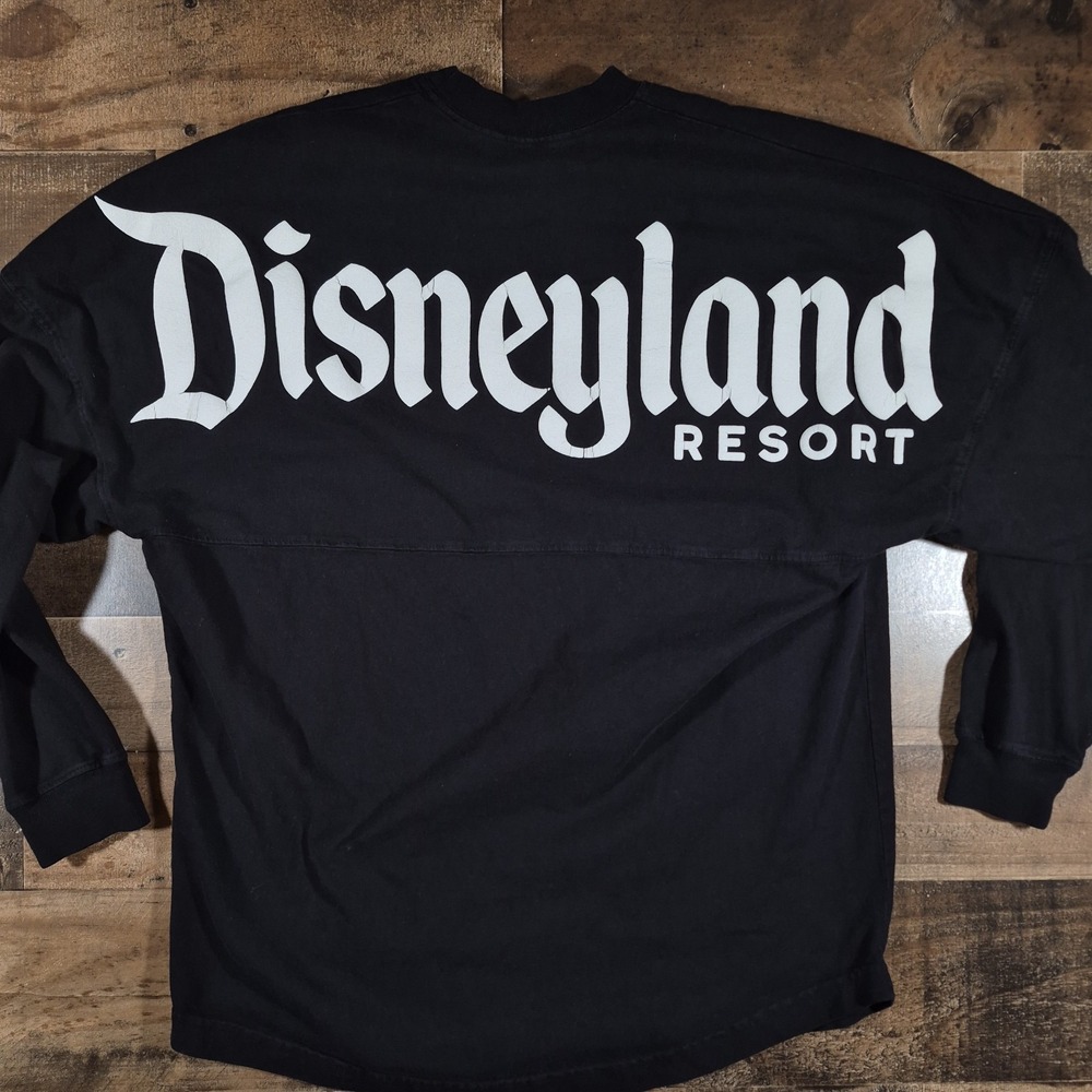Disney Shirt XS Black Spirit Jersey Disneyland Resort Spell Out Big Logo Park - Picture 1 of 8